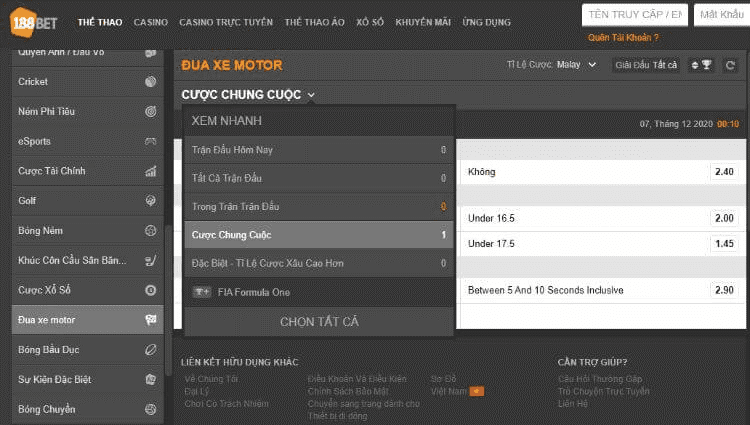 Hướng Dẫn Chơi Cá Cược Đua Xe Moto Cực Hấp Dẫn Tại 188bet