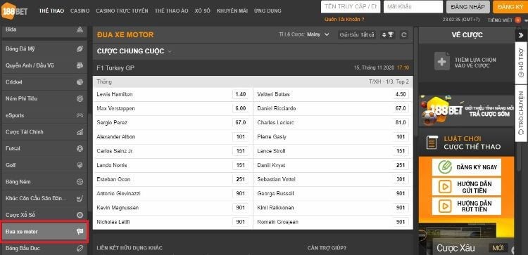 Hướng Dẫn Chơi Cá Cược Đua Xe Moto Cực Hấp Dẫn Tại 188bet